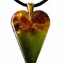 Jewelry - Baltic Amber & Resin Pendant – Heart, 38x26x6 mm – Emerald Reverie - GLASS4CANDLES