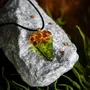 Jewelry - Baltic Amber & Resin Pendant – Heart, 38x26x6 mm – Emerald Reverie - GLASS4CANDLES