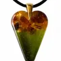 Jewelry - Baltic Amber & Resin Pendant – Heart, 38x26x6 mm – Emerald Reverie - GLASS4CANDLES