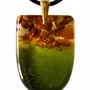 Jewelry - Baltic Amber & Resin Pendant – Shield, 37x26x6 mm – Emerald Reverie - GLASS4CANDLES