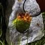 Jewelry - Baltic Amber & Resin Pendant – Shield, 37x26x6 mm – Emerald Reverie - GLASS4CANDLES