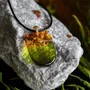 Jewelry - Baltic Amber & Resin Pendant – Shield, 37x26x6 mm – Emerald Reverie - GLASS4CANDLES