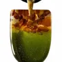Jewelry - Baltic Amber & Resin Pendant – Shield, 37x26x6 mm – Emerald Reverie - GLASS4CANDLES
