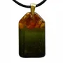 Jewelry - Baltic Amber & Resin Pendant – Rectangle, 40x23x6 mm – Emerald Reverie - GLASS4CANDLES