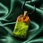 Jewelry - Baltic Amber & Resin Pendant – Rectangle, 40x23x6 mm – Emerald Reverie - GLASS4CANDLES