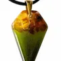 Jewelry - Baltic Amber & Resin Pendant – Shield, 39x24x6 mm – Emerald Reverie - GLASS4CANDLES
