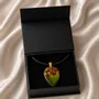 Jewelry - Baltic Amber & Resin Pendant – Drop, 37x26x6 mm – Emerald Reverie - GLASS4CANDLES