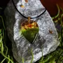 Jewelry - Baltic Amber & Resin Pendant – Drop, 37x26x6 mm – Emerald Reverie - GLASS4CANDLES