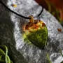 Jewelry - Baltic Amber & Resin Pendant – Drop, 37x26x6 mm – Emerald Reverie - GLASS4CANDLES