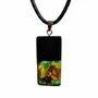 Jewelry - Bog Oak & Baltic Amber Pendant – Rectangle – Sapphire Monolith Bar - GLASS4CANDLES