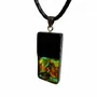 Jewelry - Bog Oak & Baltic Amber Pendant – Rectangle – Sapphire Monolith Bar - GLASS4CANDLES