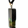 Jewelry - Bog Oak & Baltic Amber Pendant – Rectangle – Sapphire Monolith Bar - GLASS4CANDLES