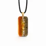 Jewelry - Bog Oak & Gold-Tone Leaf Pendant – Rectangle, 38x18x6 mm – Golden Eon - GLASS4CANDLES