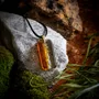Jewelry - Bog Oak & Gold-Tone Leaf Pendant – Rectangle, 38x18x6 mm – Golden Eon - GLASS4CANDLES