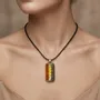 Jewelry - Bog Oak & Gold-Tone Leaf Pendant – Rectangle, 38x18x6 mm – Golden Eon - GLASS4CANDLES