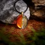 Jewelry - Bog Oak & Gold-Tone Leaf Pendant – Oval, 37x28x6 mm – Golden Eon - GLASS4CANDLES