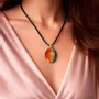 Jewelry - Bog Oak & Gold-Tone Leaf Pendant – Oval, 37x28x6 mm – Golden Eon - GLASS4CANDLES