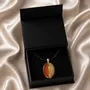 Jewelry - Bog Oak & Gold-Tone Leaf Pendant – Oval, 37x28x6 mm – Golden Eon - GLASS4CANDLES