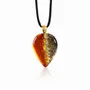 Jewelry - Bog Oak & Gold-Tone Leaf Pendant – Drop, 37x26x6 mm – Golden Eon - GLASS4CANDLES