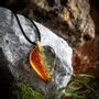Jewelry - Bog Oak & Gold-Tone Leaf Pendant – Drop, 37x26x6 mm – Golden Eon - GLASS4CANDLES