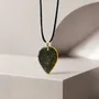 Jewelry - Bog Oak & Gold-Tone Leaf Pendant – Drop, 37x26x6 mm – Golden Eon - GLASS4CANDLES