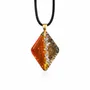 Bijoux - Pendentif en chêne noir ancien et feuille dorée – losange – Ère Dorée - GLASS4CANDLES