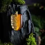 Jewelry - Bog Oak & Gold-Tone Leaf Pendant – Shield, 37x26x6 mm – Golden Eon - GLASS4CANDLES