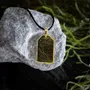 Jewelry - Bog Oak & Gold-Tone Leaf Pendant – Rectangle, 40x23x6 mm – Golden Eon - GLASS4CANDLES
