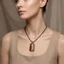 Jewelry - Bog Oak & Gold-Tone Leaf Pendant – Rectangle, 40x23x6 mm – Golden Eon - GLASS4CANDLES