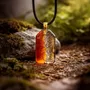 Jewelry - Bog Oak & Gold-Tone Leaf Pendant – Rectangle, 40x23x6 mm – Golden Eon - GLASS4CANDLES