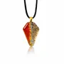 Jewelry - Bog Oak & Gold-Tone Leaf Pendant – Shield, 39x24x6 mm - GLASS4CANDLES