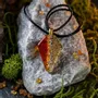 Jewelry - Bog Oak & Gold-Tone Leaf Pendant – Shield, 39x24x6 mm - GLASS4CANDLES