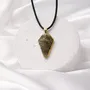 Jewelry - Bog Oak & Gold-Tone Leaf Pendant – Shield, 39x24x6 mm - GLASS4CANDLES