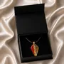 Jewelry - Bog Oak & Gold-Tone Leaf Pendant – Shield, 39x24x6 mm - GLASS4CANDLES