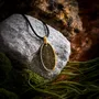 Jewelry - Bog Oak & Gold-Tone Leaf Pendant – Drop, 39x16x6 mm - GLASS4CANDLES