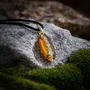 Jewelry - Bog Oak & Gold-Tone Leaf Pendant – Drop, 39x16x6 mm - GLASS4CANDLES