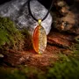 Jewelry - Bog Oak & Gold-Tone Leaf Pendant – Drop, 39x16x6 mm - GLASS4CANDLES