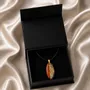 Jewelry - Bog Oak & Gold-Tone Leaf Pendant – Drop, 39x16x6 mm - GLASS4CANDLES