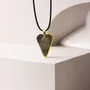 Jewelry - Bog Oak & Gold-Tone Leaf Pendant – Heart, 38x26x6 mm – Golden Eon - GLASS4CANDLES