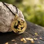 Jewelry - Bog Oak & Gold-Tone Leaf Pendant – Round – Ancient Chronicle - GLASS4CANDLES