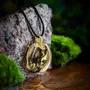 Jewelry - Bog Oak & Gold-Tone Leaf Pendant – Round – Ancient Chronicle - GLASS4CANDLES