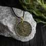 Jewelry - Bog Oak & Gold-Tone Leaf Pendant – Round – Ancient Chronicle - GLASS4CANDLES