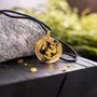 Jewelry - Bog Oak & Gold-Tone Leaf Pendant – Round – Ancient Chronicle - GLASS4CANDLES