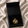 Jewelry - Bog Oak & Gold-Tone Leaf Pendant – Round – Ancient Chronicle - GLASS4CANDLES