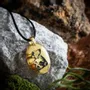 Jewelry - Bog Oak & Gold-Tone Leaf Pendant – Oval – Ancient Chronicle - GLASS4CANDLES