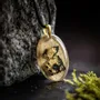 Jewelry - Bog Oak & Gold-Tone Leaf Pendant – Oval – Ancient Chronicle - GLASS4CANDLES