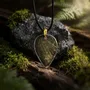 Jewelry - Bog Oak & Gold-Tone Leaf Pendant – Drop – Ancient Chronicle - GLASS4CANDLES