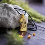 Jewelry - Bog Oak & Gold-Tone Leaf Pendant – Rectangle – Ancient Chronicle - GLASS4CANDLES