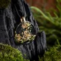 Jewelry - Resin & Gold-Tone Leaf Pendant – Round – Golden Reflections - GLASS4CANDLES