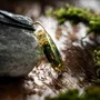 Jewelry - Resin & Gold-Tone Leaf Pendant – Drop, 39x16x6 mm – Golden Reflections - GLASS4CANDLES